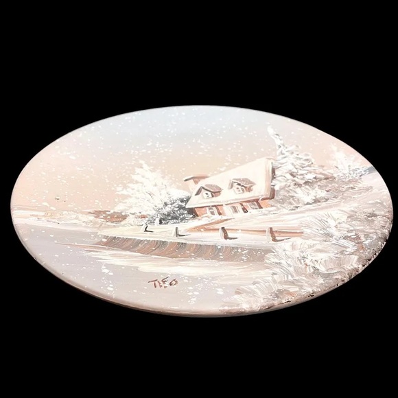 Vintage 1980s Tifo Hand Painted Quebec Folk Art Plate Francine Fugere Thiffault - Picture 2 of 9